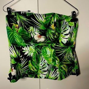 White House black market tropical  tube top zip back size 8